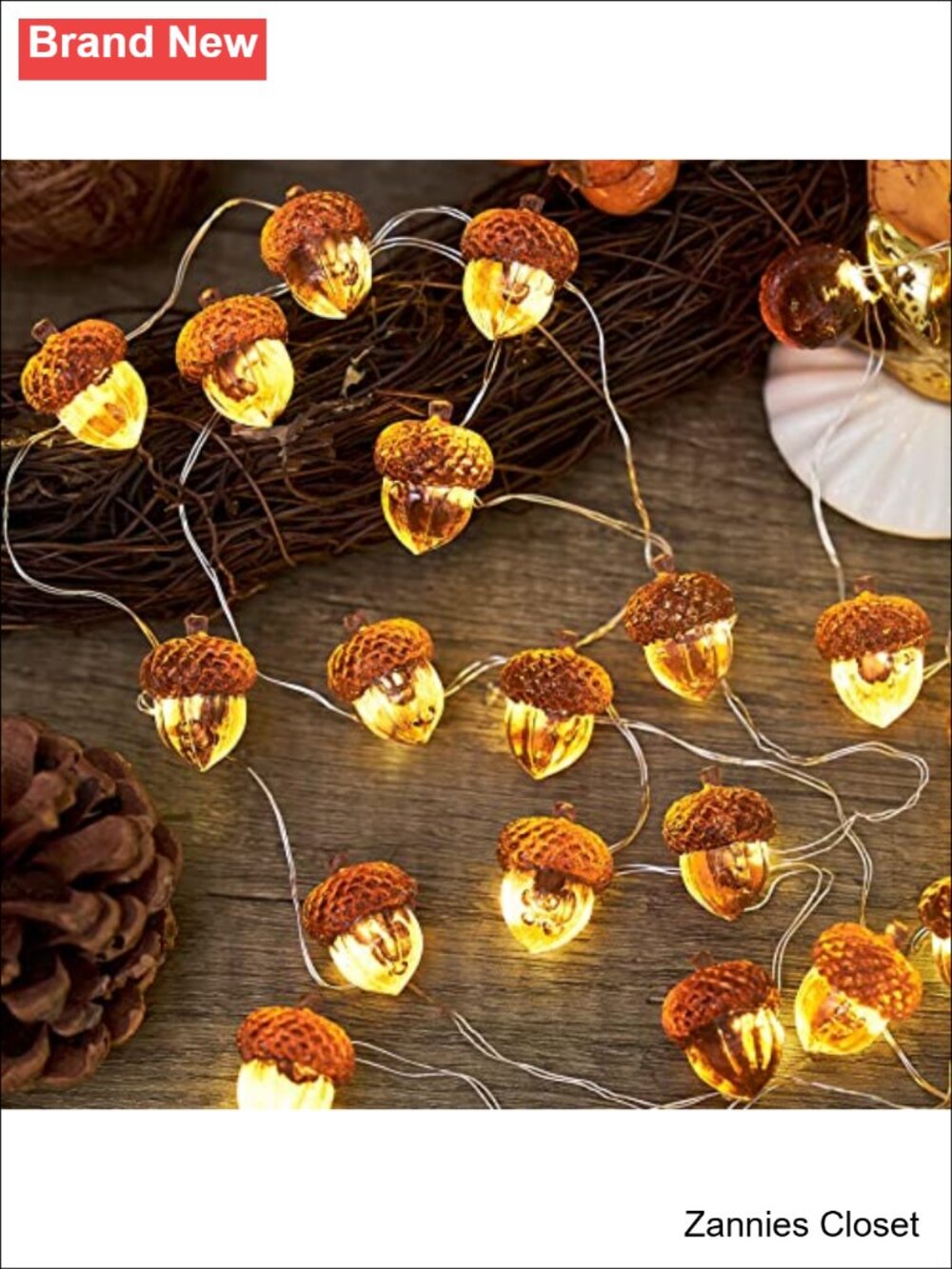 👻 3D Twinkle Acorn Fall Decorations Harvest String Lights 10 ft 30 LEDs USB